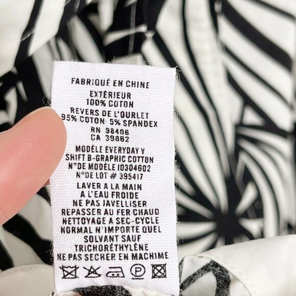 Theory Everyday VNeck Shift Dress Zebra Graphic Print Cotton Black White P - Picture 12 of 15